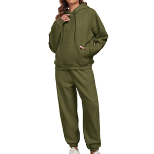 Meilleure vente en gros ensemble de survêtements solides décontractés 2 pièces pour femmes survêtement d'automne en coton personnalisé prêt à expédier - Product Image 1