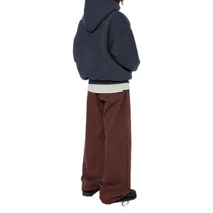 Personalizado Unisex francés Terry doble cremallera holgado peso pesado ácido lavado hombres capucha Sudadera con capucha de gran tamaño hombro caído - Product Image 2