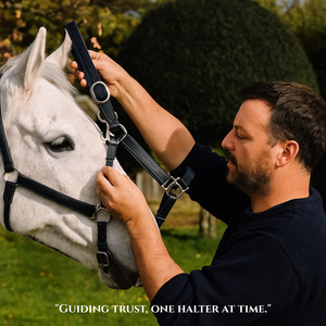 Licol pour cheval en cuir équestre fait main |   Harnais en cuir véritable sur mesure |   Équipement d'équitation de qualité supérieure et durable - Product Image 3
