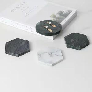 Handmade Wholesale Eco-Friendly Decorative Natural <b>White</b> and Black Marble Hexagon <b>Coasters</b> - Product Image 4
