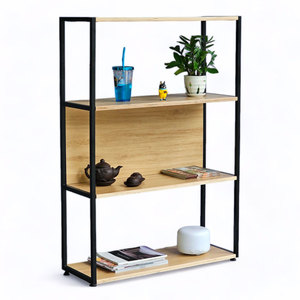 Étagère minimaliste à 4 niveaux KS68218 84x30x120cm en contreplaqué avec structure en fer, design peu encombrant pour la maison, le bureau, le salon, l'école, l'hôtel - Product Image 1