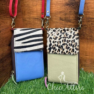 กระเป๋าคาดลำตัวมือถือหนังทำมือของจริงใหม่มีหลายสีสำหรับผู้หญิงผมพิมพ์ลายสัตว์ที่ไม่ซ้ำใคร - Product Image 1