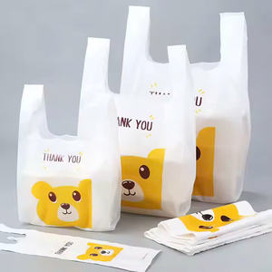 HDPE/LDPE <b>Cute</b> Colorful Gift Bag Custom Printed <b>T</b>-<b>Shirt</b> Bag Recycled Materials Supermarket Use - Product Image 2