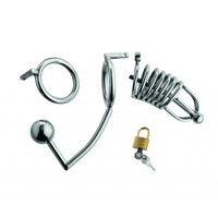 IRISCO IR-4114 Cage en acier personnalisable en forme de serpent, crochet anal, dispositif de chasteté masculin - Jouet sexuel de haute qualité en gros, logo personnalisé OEM