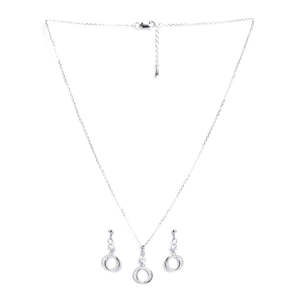 ชุดเครื่องประดับเงินแท้ Silver Circle of Joy ประดับเพชรและเพทายแพลตตินั่ม สำหรับงานแต่งงาน งานหมั้น หรือเป็นของขวัญ - Product Image 4