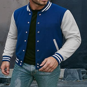 2026 News Custom Unisex Leisure Solid Color Baseball Jacket <b>Button</b> Wholesale Plain Baseball Jackets Varsity Jacket - Product Image 2