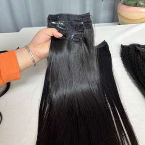 Top Qualité Prix de Gros Double Dessiné Cru Vierge Naturel Remy Clip en 100% Extensions de Cheveux Humains avec Cuticule - Product Image 3