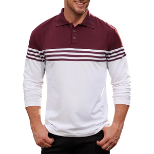 Camisas de Manga Larga para Hombre de Alta Calidad, Corte Ajustado, 100% Algodón, Bloques de Color, Rayas, Tejido de Punto Transpirable, OEM ODM - Product Image 3