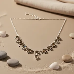 Collier pendentif en argent 925 avec quartz pour femme, chaîne serpent classique, sertissage clos, cadeau tendance, usage quotidien - Product Image 2