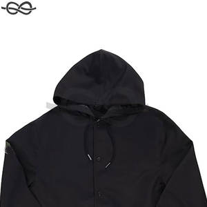 Veste d'entraîneur pour hommes 100% veste à capuche en polyester coupe-vent léger bouton pression avant résistant à l'eau - Product Image 3