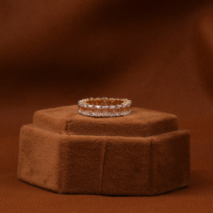 Unisex 14KT Gold Plated Wedding Band Eternity Radiant Cut Lab Grown Diamond Certified Conflict-Free Bridal Band For Girl - Product Image 6
