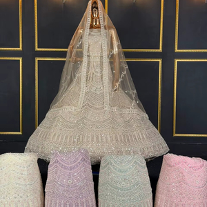 Lehenga choli de mariée lourd et complet garanti, avec des détails de broderie et une finition légère pour les mariages et les événements. - Product Image 1