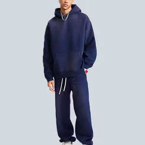 Survêtement de qualité supérieure en coton 100% imprimé à l'écran et délavé à l'acide, surdimensionné, à épaules tombantes, motif uni - Product Image 2