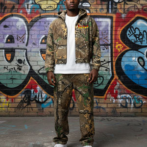 Ensemble 2 pièces de meilleure qualité pour homme 100% coton, survêtement baggy camouflage personnalisé sérigraphie logo streetwear survêtement pour homme - Product Image 1