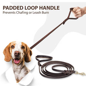 Correa de perro genuina hecha a mano de cuero marrón trenzado fuerte correa de perro mascota para cachorro mediano correa de perro a la venta - Product Image 4