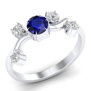 Anillos de Compromiso de Plata de Ley 925 con Moissanita y Zafiro Azul, Diseño Personalizado, Certificados por REYES GRA - Product Image 2