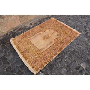 Classique Beige Marron Vintage Turc Laine Tapis 3.5X5.1 pieds Tressé Plat Armure Patchwork Conception Latex pour Salon Tapis - Product Image 2