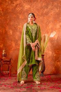 FABZONE Vintage Party Wear Heavy Viscose Velvet Quick Dry <b>Top</b> Plazzo & Dupatta Set for Women All Seasons - Product Image 5