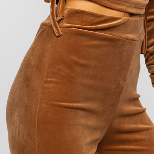 Customized <b>Womens</b> <b>Velour</b> <b>Tracksuit</b> 2 Pcs Hoodie with Pants Factory Direct OEM Logo Printing Soft Polyester Loungewear - Product Image 5