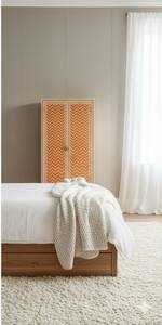 Armoire de rangement rectangulaire haut de gamme, faite à la main, écologique, légère, avec incrustations d'os orange, design imperméable, motif chevron moderne - Product Image 4