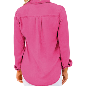 เสื้อเชิ้ตยีนส์สำหรับผู้หญิง ดีไซน์ลายพิมพ์ไม่ซ้ำใคร คุณภาพสูง ระบายอากาศได้ดี มีกระเป๋าหน้าอก แขนยาว เสื้อเชิ้ตยีนส์สำหรับผู้หญิง - Product Image 2