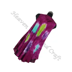 2023 Hot Casual Dress For Girl's Wear Rayon Tie Dye Top/Tunic Tie Dye Boho Gypsy Dress Rayon Evening Wear Dress