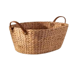 Contenedores de almacenamiento domésticos sostenibles Cestas de jacinto de agua natural multifuncionales Asas flexibles para residuos de ropa - Product Image 6