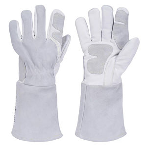 Guante de soldadura de piel de cabra de construcción industrial personalizado, guantes de cuero de vaca de trabajo de seguridad divididos, guantes de cuero de Pakistán - Product Image 6