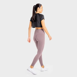 Leggings de yoga pour femmes personnalisés de haute qualité avec motif uni, taille mi-haute, séchage rapide, respirants, tissu extensible, couleurs personnalisées - Product Image 6