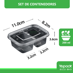 Doble contenedor รูปสี่เหลี่ยมผืนผ้า de plastico resistente 300 piezas BPA Free microwavable Y calentable envios desde MEXICO