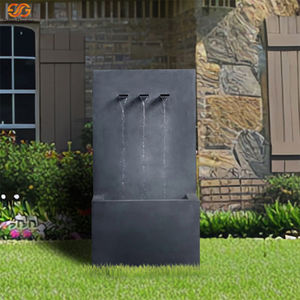 Fontaine de jardin rectangulaire durable en métal noir à 3 jets, rideau de pluie, CE, à brancher, pour extérieur - Product Image 4
