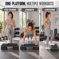 Plateforme de Step Aérobic Multifonctionnelle Réglable en Hauteur en PE pour Entraînement en Salle de Sport et à Domicile