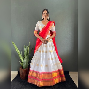 Vente en gros de Lehenga Choli en coton Varuni non cousu ou cousu avec dupatta, tenue de soirée indienne de créateur pour femmes, pour mariage - Product Image 3