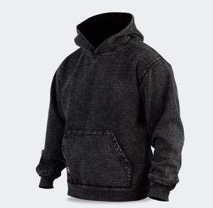 Ropa vaquera de invierno personalizada, chaqueta con capucha y hombros caídos, pantalones vaqueros lavados Vintage, forro polar con lágrimas, transpirable, de secado rápido para hombres - Product Image 4