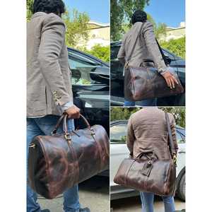 Sac de voyage pliable en cuir Maverick Adventure Ganges Grain Walnut Brown, sac de week-end décontracté, sac de sport, imprimé en tissu, logo, 952g - Product Image 3