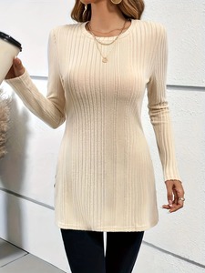 เสื้อยืดคอกลมแขนยาวลำลองสำหรับผู้หญิงเสื้อยืดแฟชั่นฤดูใบไม้ร่วงฤดูหนาว - Product Image 5