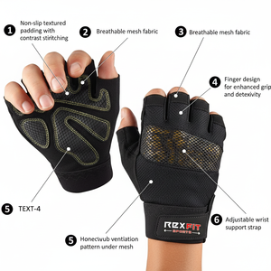 Guantes Deportivos Multiusos Rexfit, Cobertura Completa de la Palma, Diseño Transpirable y Ligero, Guantes de Levantamiento - Product Image 5