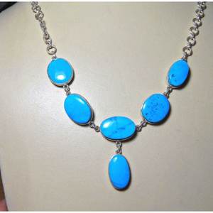 Collar hecho a mano de Plata de Ley 925 turquesa natural regalo de moda para niñas y mujeres - Product Image 4