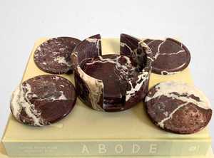 Posavasos de Mármol Rosso Levanto, Diseño de Cebra Roja, Hechos a Mano, 4 Pulgadas, Piedra Natural - Product Image 5