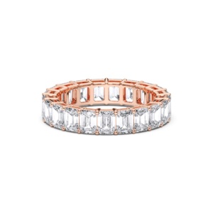 5.00 Carat F-G/VS Lab Grown Emerald Cut Diamond Eternity <b>Band</b> <b>Ring</b> in 925 Sterling Silver for Unisex Wedding & Engagement - Product Image 3