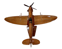 Maquette d'avion Spitfire gravée en bois d'acajou, fabrication vietnamienne