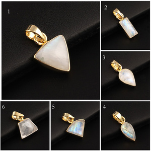 Awesome Quality Natural Fire Moonstone 18k Gold Plated Single <b>Bail</b> <b>Pendant</b> Connector DIY <b>Pendant</b> Connector Charms Making Jewelry - Product Image 2