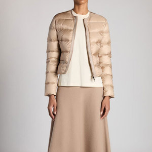 Custom Logo Printed Winter Insulated <b>Thick</b> Outwear Cropped Bubble Jacket for Women <b>Quilted</b> Canvas Fabric - Product Image 1