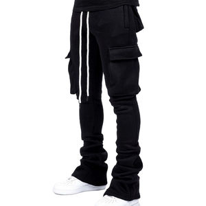 Pantalon cargo vieilli avec logo personnalisé pour hommes, pantalon de survêtement à poches évasées, pantalon de survêtement de style Street Wear, joggers à poches empilées - Product Image 2