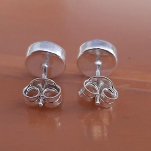 Sterling Silver Round Shape Post <b>Earrings</b> Blank Bezel Setting <b>3MM</b> 5MM 10MM 15MM 20MM 25MM Blank <b>Earring</b> Base Back Side Close - Product Image 4
