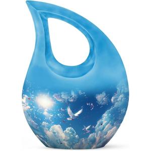Grande urne de crémation en forme de larme avec petit coeur pour adultes et animaux de compagnie funéraire commémoratif cendres souvenir urnes de crémation en aluminium décoration - Product Image 1