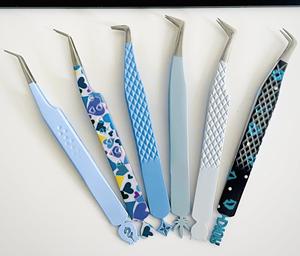 Vente chaude 40 60 90 degrés pointe pointue rose pince à épiler extension de cils Logo personnalisé Option acier inoxydable durable - Product Image 6