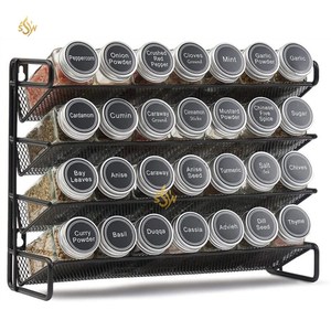 Top Quality Large Spice <b>Shelving</b> Factory Direct Supplies 4 <b>Tier</b> Black Color Solid Iron Kitchen Decorative Spice Racks Best Price - Product Image 1