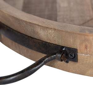 Bandeja decorativa redonda rústica hecha a mano Marmora ecológica con base de madera y asas de metal negro - Product Image 1