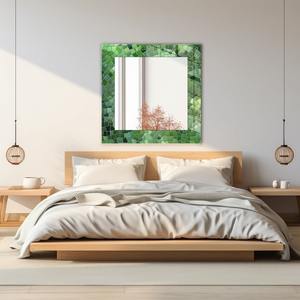 Modern Reclaimed Pine and Navy Blue Striped <b>Wood</b> Mosaic Wall Decorative <b>Mirror</b> 4x3.5x3.6 Feet - Product Image 4